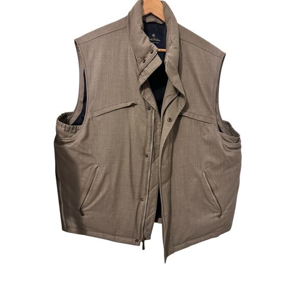 Brooks Brothers Other - Brooks Brothers Loro Piana Brooksstrom Tan and Navy Blue Wool Vest XL